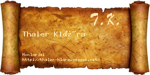 Thaler Klára névjegykártya